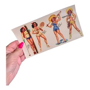 Lot of 4 Vintage 1940-50s PIN-UP GIRL / GLAMOUR GIRL Water Transfer Decals!